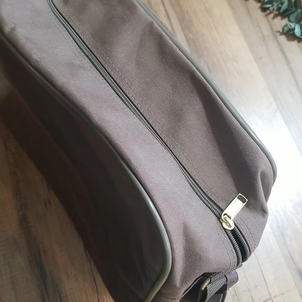 VINTAGE Brown Canvas Carry-on Travel Luggage Bag